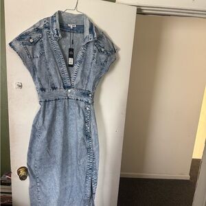 Light Wash Denim Shirt Dress - Unbranded
